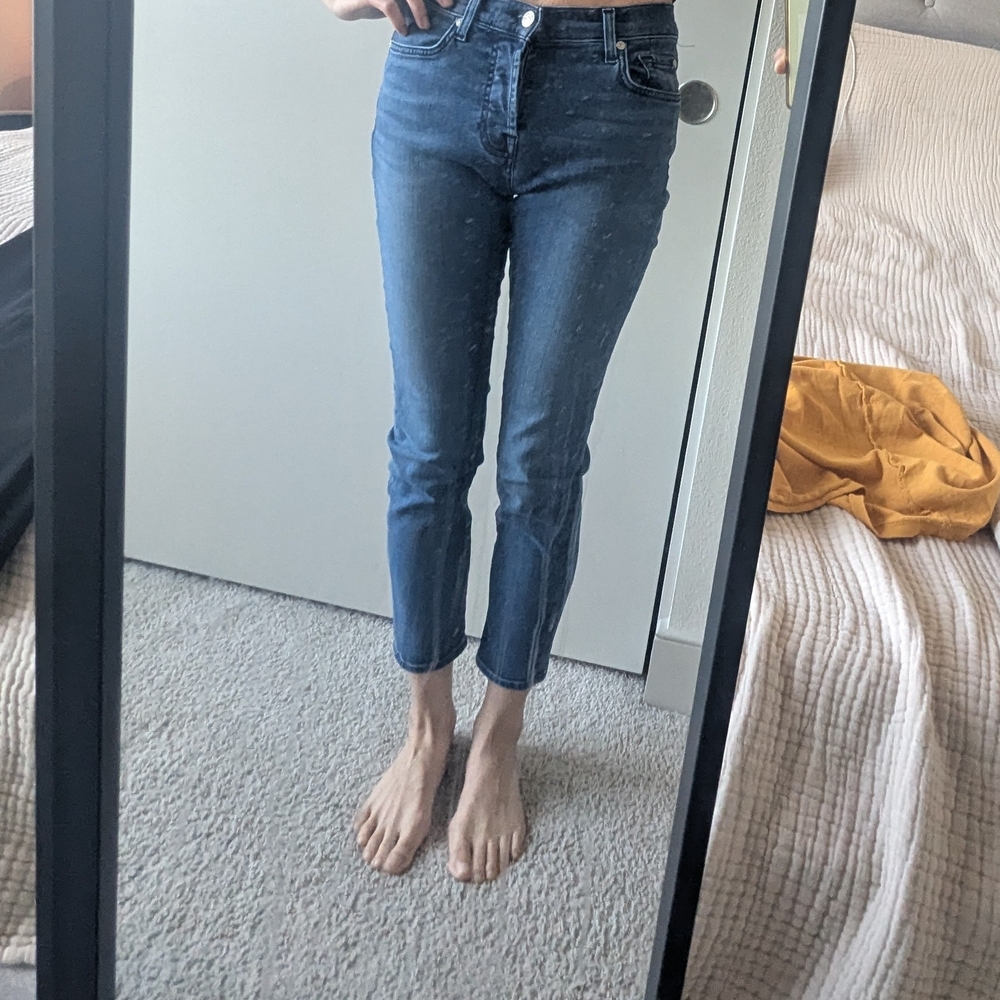 7 For All Mankind Blue Ankle Cropped Jeans